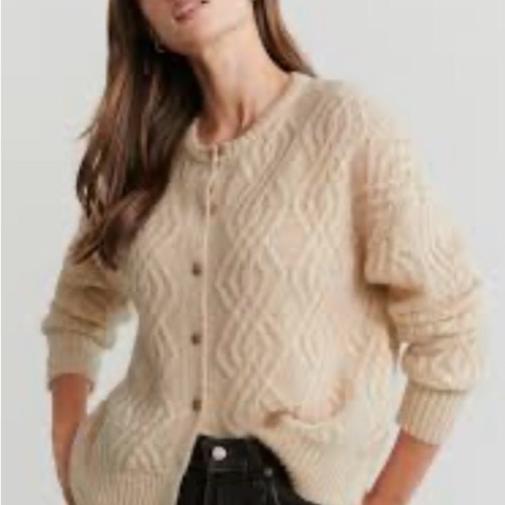 Jenni Kayne Beige Cable Knit Cardigan - Picture 5 of 5